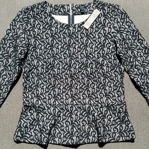 J Crew Black Crochet Peplum Top